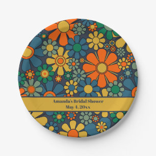 Retro Tuin Groovy Bloemstuk Bruiloftsshower Jaren Papieren Bordje