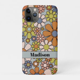 Retro Tuin Vintage 60s 70s Bloemen gepersonaliseer iPhone 11 Pro Hoesje