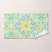 Retro tuinbloemen in groen en geel bad handdoek (Handdoek)