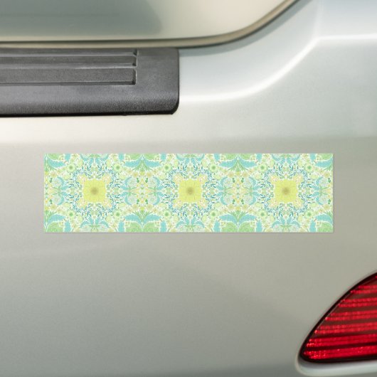 Retro tuinbloemen in groen en geel bumpersticker (Op auto)