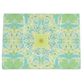 Retro tuinbloemen in groen en geel groot cadeauzakje (Voorkant)