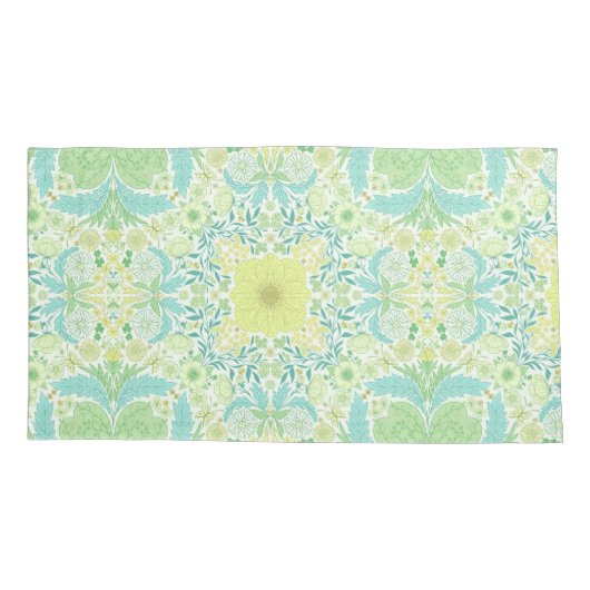 Retro tuinbloemen in groen en geel kussensloop (Achterkant-Links)