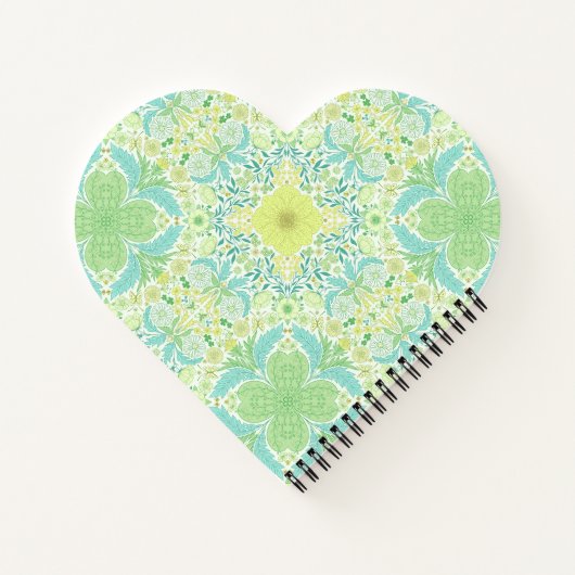 Retro tuinbloemen in groen en geel notitieboek (Achterkant)