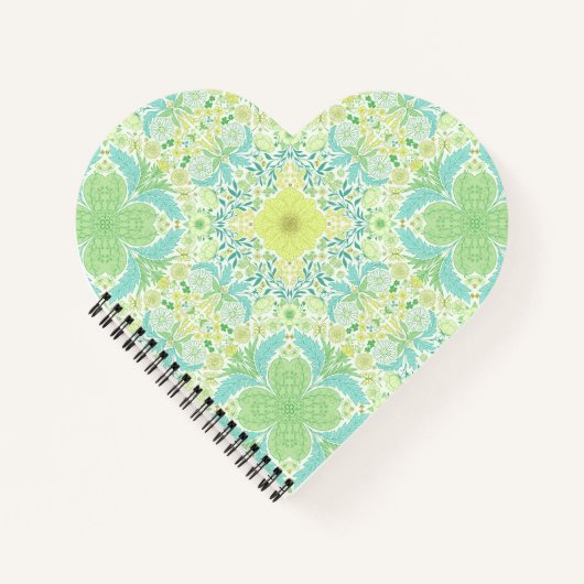 Retro tuinbloemen in groen en geel notitieboek (Voorkant)