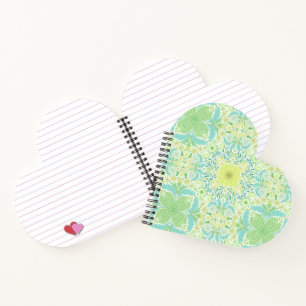 Retro tuinbloemen in groen en geel notitieboek