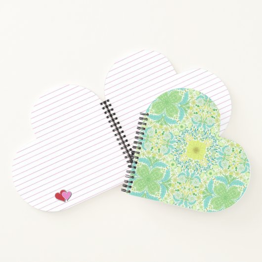 Retro tuinbloemen in groen en geel notitieboek (Binnen)