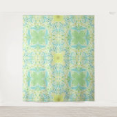 Retro tuinbloemen in groen en geel wandkleed (Voorkant)
