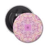 Retro tuinbloemen in roze button flesopener (Voorkant)