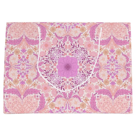 Retro tuinbloemen in roze groot cadeauzakje (Voorkant)