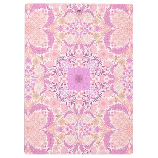 Retro tuinbloemen in roze klembord (Achterkant)