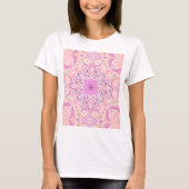 Retro tuinbloemen in roze t-shirt (Voorkant)