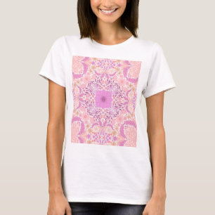 Retro tuinbloemen in roze t-shirt