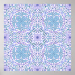 Retro tuinvlinders in blauw en violet poster