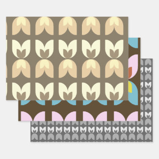 Retro Tulip Fall Colors Inpakpapier Vel
