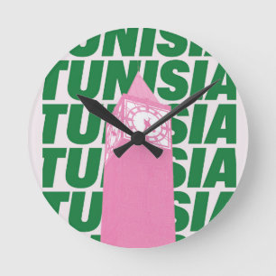 Retro Tunesië Klok Poster   Vintage Reis-Inspirati