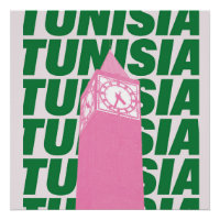 Retro Tunesië Klok Poster | Vintage Reis-Inspirati