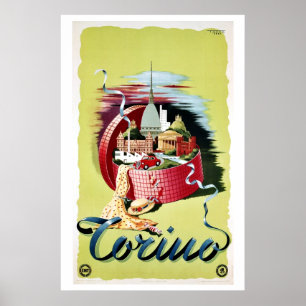  retro Turin Torino Italiaanse reisfoto Poster