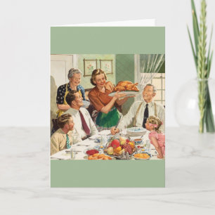 Retro Turkije Diner Thanksgiving Wenskaart Feestdagen Kaart