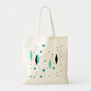 Retro Turkoois Diamanten en Canvas tas Starbursts