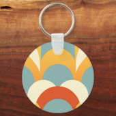 Retro Turkoois Mosterd Schelp Patroon Sleutelhanger (Achterkant)