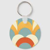 Retro Turkoois Mosterd Schelp Patroon Sleutelhanger (Achterkant)