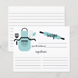 Retro Turquoise Apron Kitchen Tools Recipcard