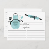 Retro Turquoise Apron Kitchen Tools Recipcard Briefkaart (Voorkant / Achterkant)
