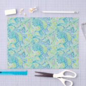 Retro Turquoise Aqua Pink Paisley Pattern Tissuepapier (Craft)