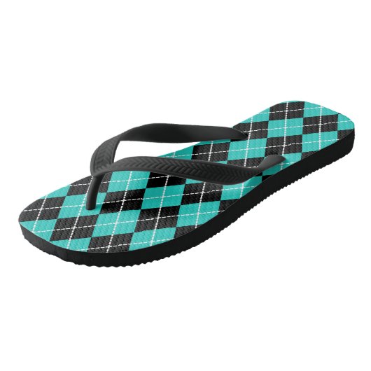 Retro turquoise argyle-flipflops teenslippers (Schuin)