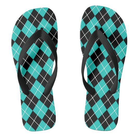 Retro turquoise argyle teenslippers (Voetbed)