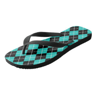 Retro Turquoise Argyle Teenslippers