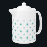 Retro Turquoise Blue Starburst Motif mi-siècle<br><div class="desc">Ajoutez une pop de plaisir et de couleur à votre comptoir de cuisine avec cette théière motif atomique turquoise et funky.</div>