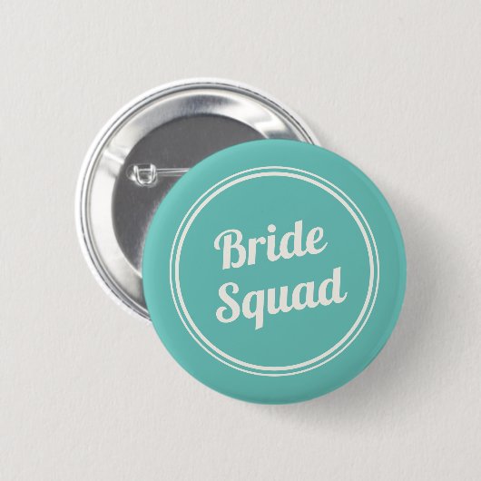 Retro Turquoise Bride Squad Bruidsmeisje Button (Voorkant /achterkant)