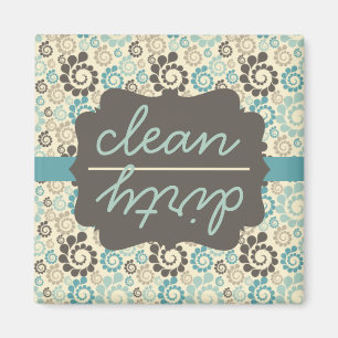 Retro Turquoise Clean Dirty Dishwasher Magnet Magneet