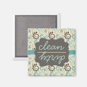 Retro Turquoise Clean Lave-vaisselle Magnet (Recto/Verso)