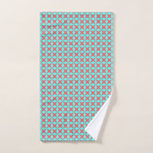 Retro Turquoise & Coral Atomic Pattern Bad Handdoek (Handdoek)