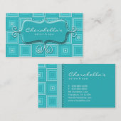 Rétro turquoise de carré de carte de visite de spa (Devant / Derrière)