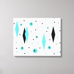 Retro Turquoise Diamanten & Starburst Canvas Print