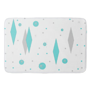 Retro Turquoise Diamond & Starburst Bath Mat