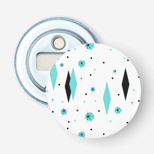 Retro Turquoise Diamond & Starburst Bottle Open Button Flesopener