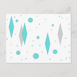 Retro Turquoise Diamond & Starburst Briefkaart