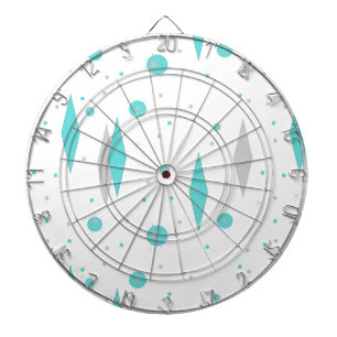 Retro Turquoise Diamond & Starburst Dart Board Dartbord