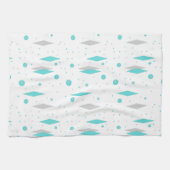 Retro Turquoise Diamond & Starburst Kitchen Towele Theedoek (Horizontaal)