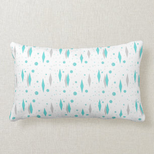 Retro Turquoise Diamond & Starburst Lumbar Pillow Kussen