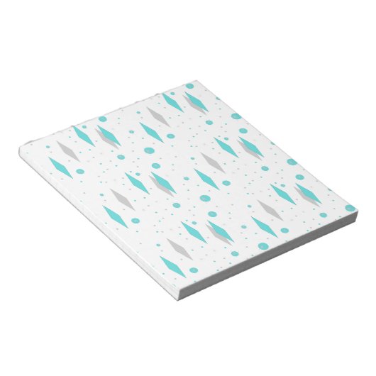 Retro Turquoise Diamond & Starburst Notepad Notitieblok (Schuin)