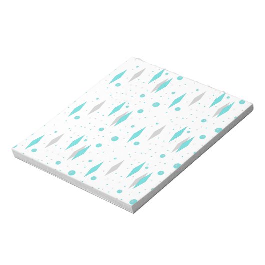 Retro Turquoise Diamond & Starburst Notepad Notitieblok (Gedraaid)
