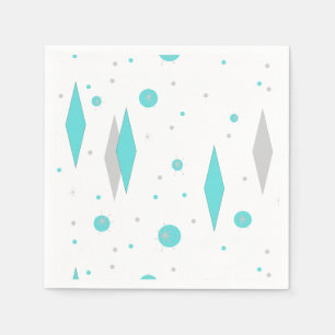 Retro Turquoise Diamond & Starburst Paper Napkins Servetten