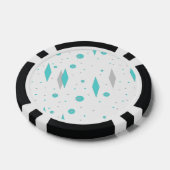 Retro Turquoise Diamond & Starburst Poker Chips (Enkel)