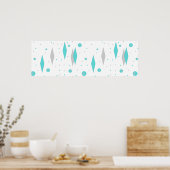 Retro Turquoise Diamond & Starburst Poster (Keuken)