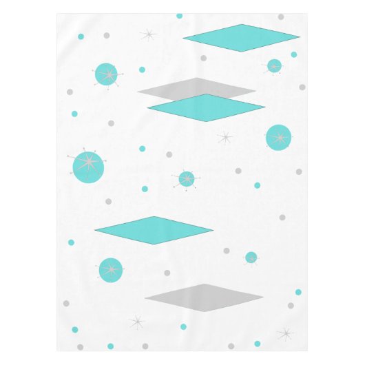 Retro Turquoise Diamond & Starburst Tablecloth Tafelkleed (Voorkant)